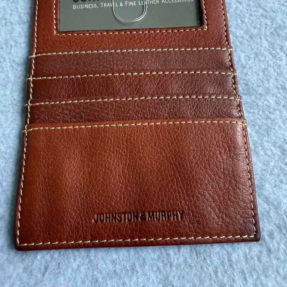 Johnston & Murphy Brown Leather Card ID‎ Case Wallet Business Travel Accessories